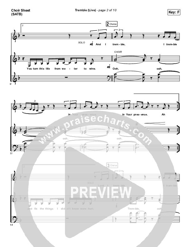Tremble (Live) Choir Sheet (SATB) (Lauren Daigle)