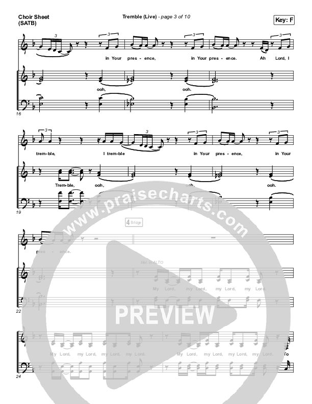 Tremble (Live) Choir Sheet (SATB) (Lauren Daigle)