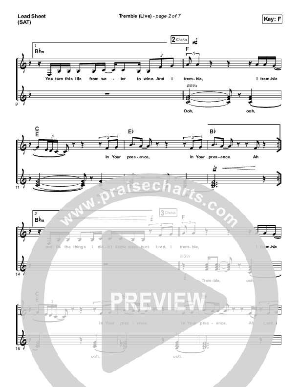 Tremble (Live) Lead Sheet (SAT) (Lauren Daigle)