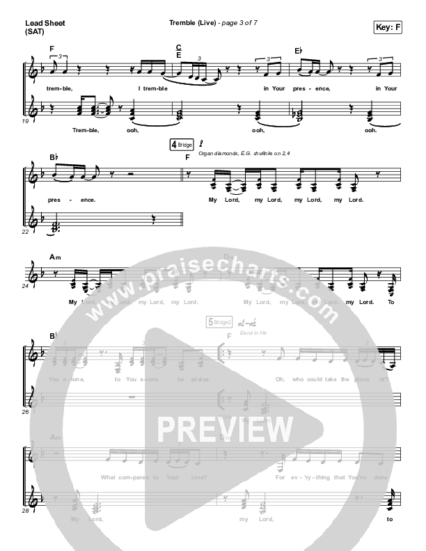 Tremble (Live) Lead Sheet (SAT) (Lauren Daigle)