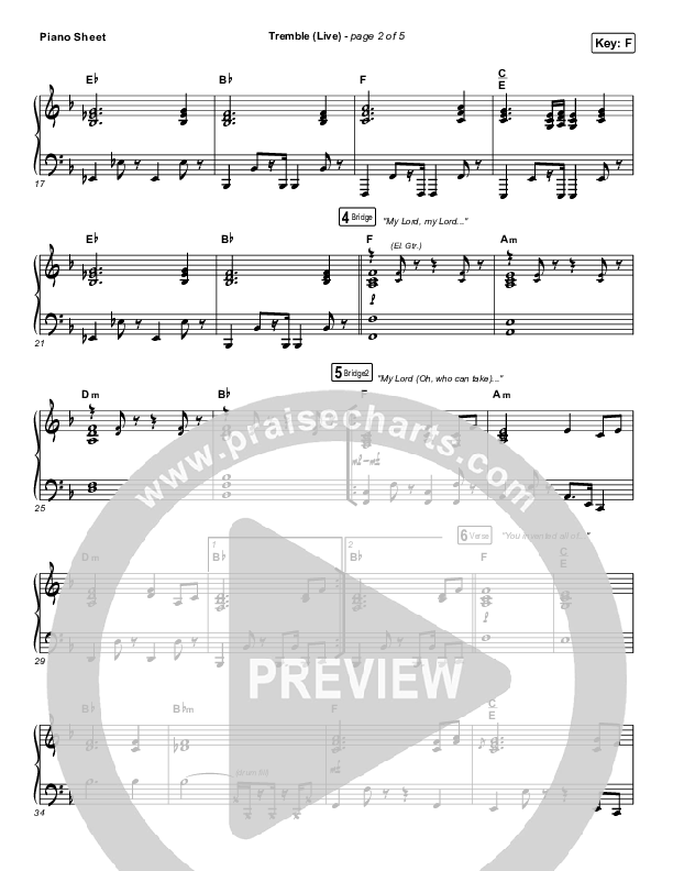 Tremble (Live) Piano Sheet (Lauren Daigle)