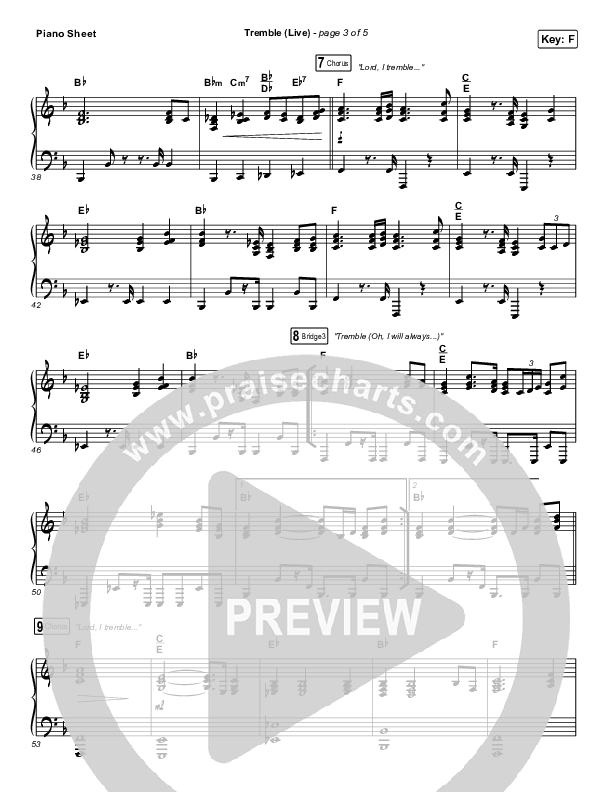 Tremble (Live) Piano Sheet (Lauren Daigle)