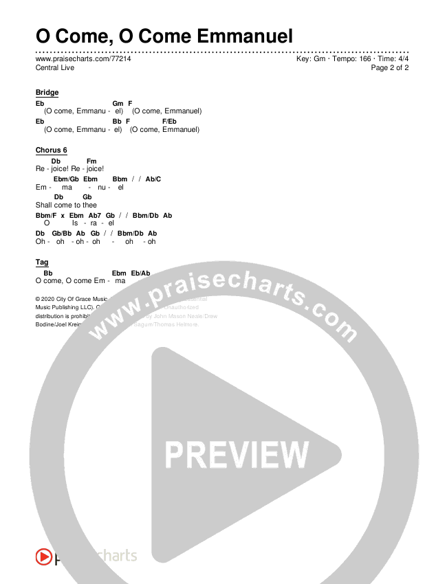 O Come O Come Emmanuel Chords & Lyrics (Central Live)