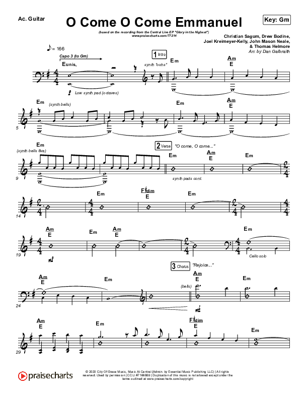 O Come O Come Emmanuel Acoustic Guitar (Central Live)