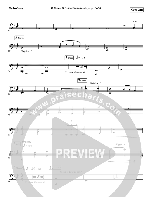 O Come O Come Emmanuel Cello/Bass (Central Live)