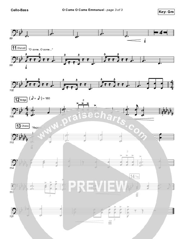 O Come O Come Emmanuel Cello/Bass (Central Live)