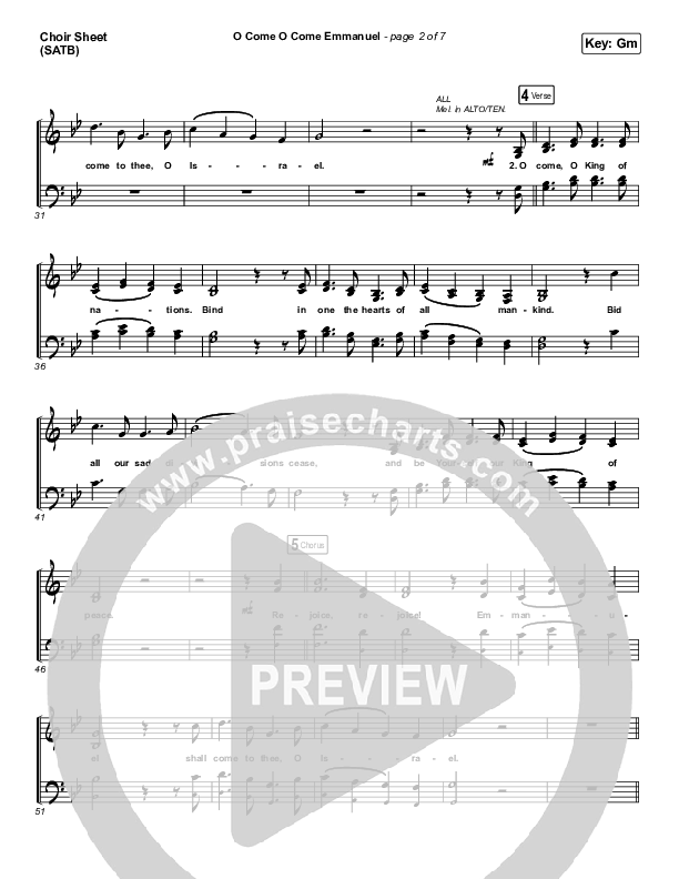 O Come O Come Emmanuel Choir Sheet (SATB) (Central Live)