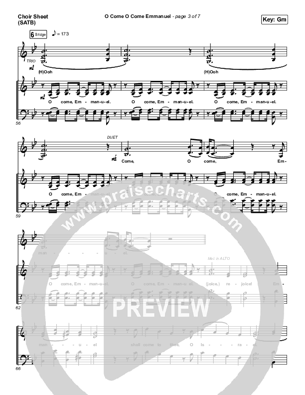 O Come O Come Emmanuel Choir Sheet (SATB) (Central Live)