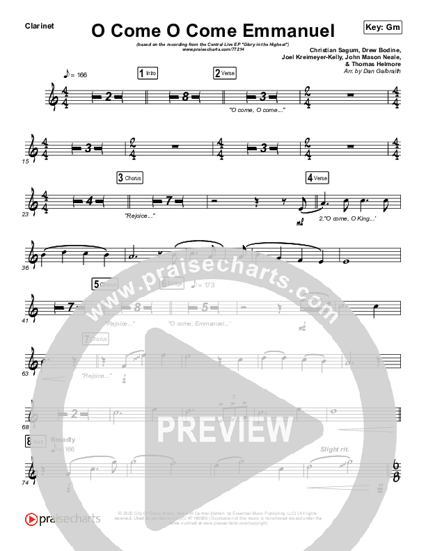 O Come O Come Emmanuel Wind Pack (Central Live)