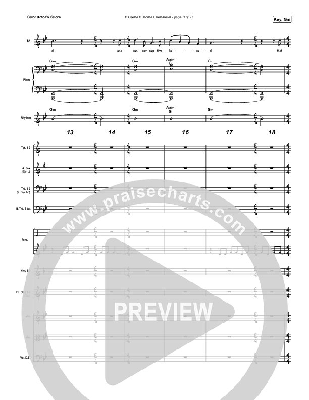 O Come O Come Emmanuel Conductor's Score (Central Live)