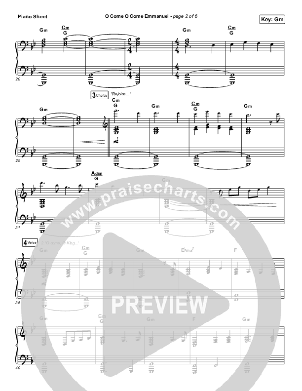 O Come O Come Emmanuel Piano Sheet (Central Live)