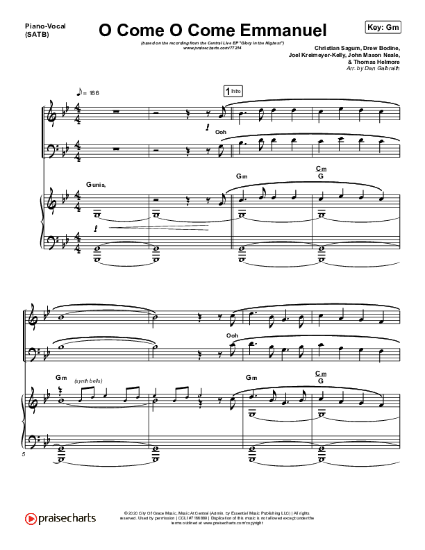 O Come O Come Emmanuel Piano/Vocal & Lead (Central Live)