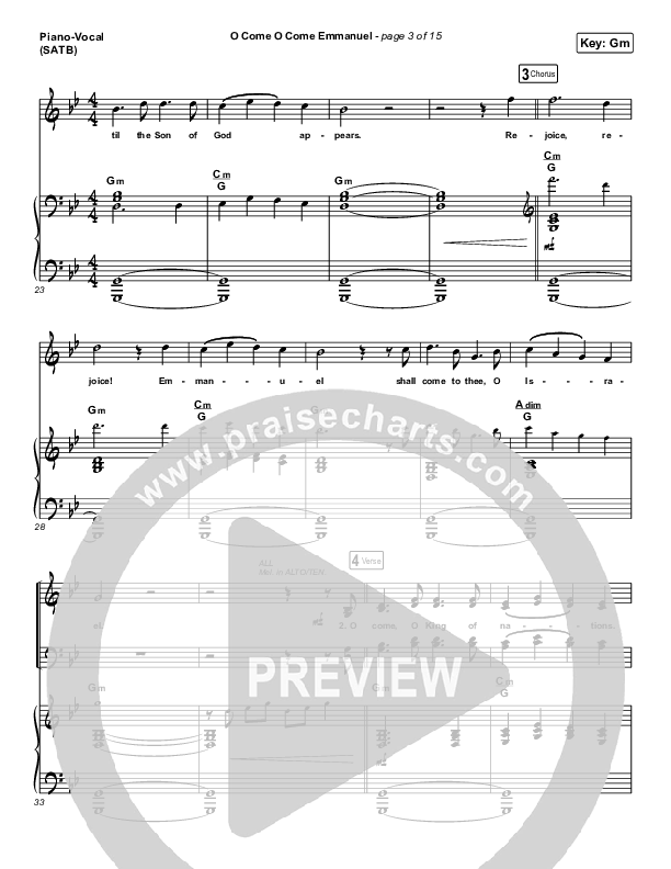 O Come O Come Emmanuel Piano/Vocal (SATB) (Central Live)