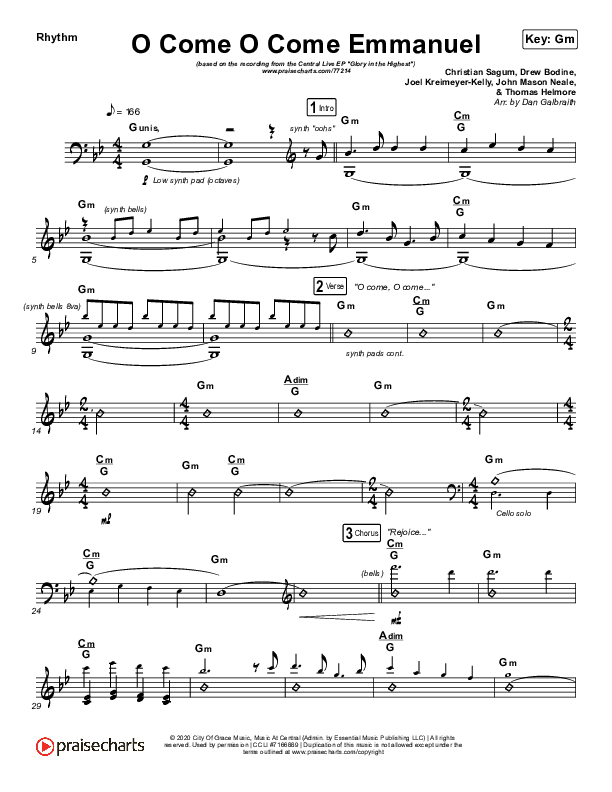 O Come O Come Emmanuel Rhythm Chart (Central Live)