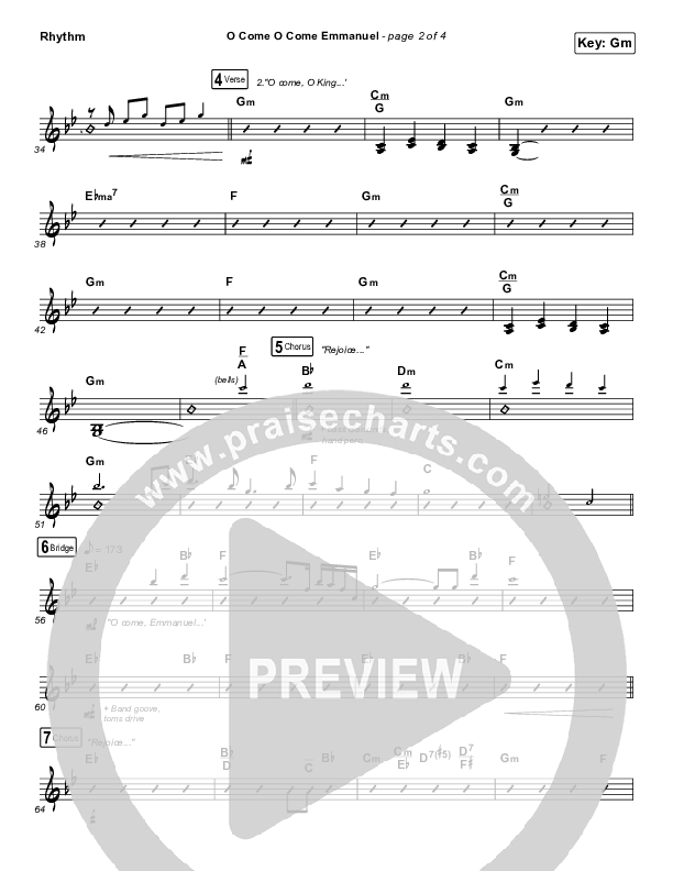 O Come O Come Emmanuel Rhythm Chart (Central Live)