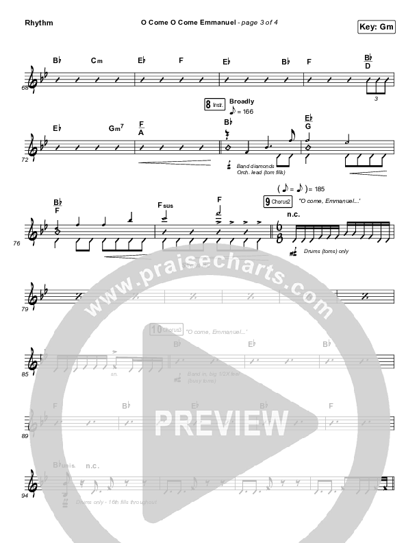 O Come O Come Emmanuel Rhythm Chart (Central Live)