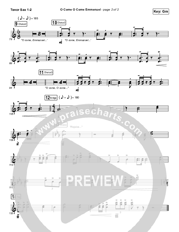 O Come O Come Emmanuel Tenor Sax 1/2 (Central Live)