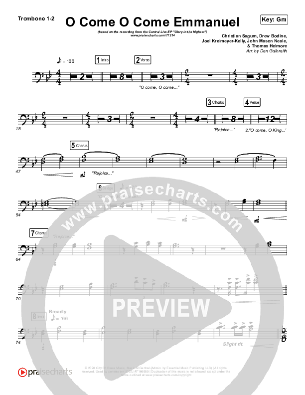 O Come O Come Emmanuel Trombone 1/2 (Central Live)
