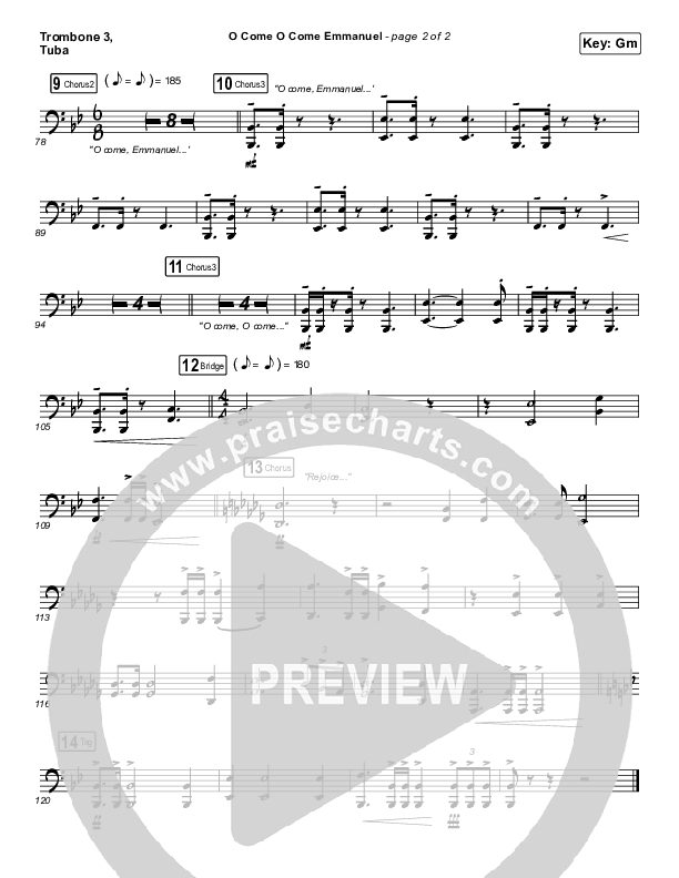 O Come O Come Emmanuel Trombone 3/Tuba (Central Live)