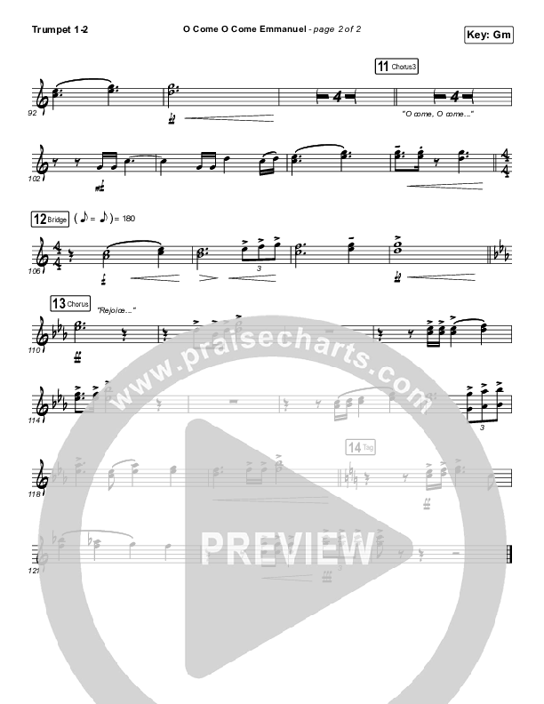 O Come O Come Emmanuel Trumpet 1,2 (Central Live)