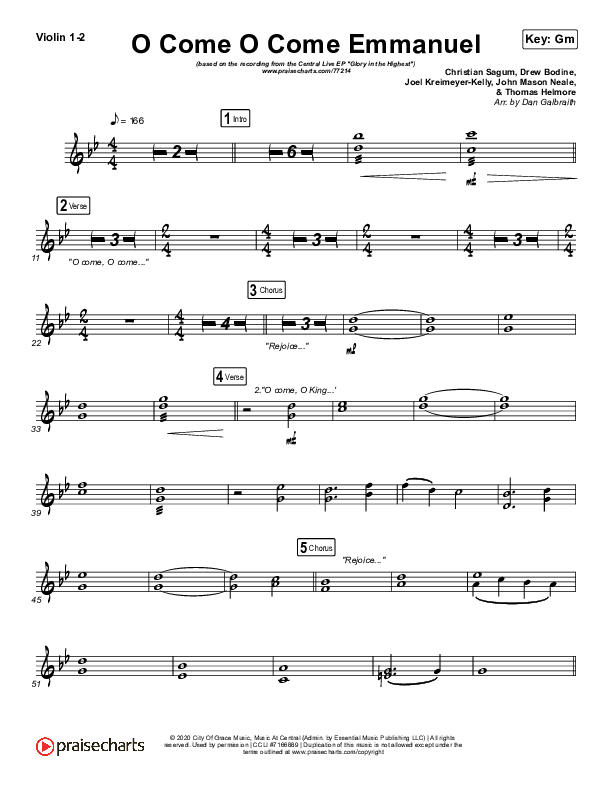 O Come O Come Emmanuel Violin 1/2 (Central Live)