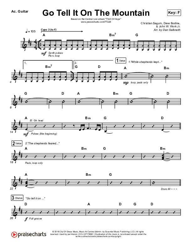 Go Tell It On The Mountain Acoustic Guitar (Central Live)