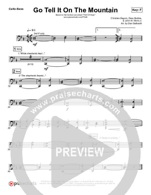 Go Tell It On The Mountain Cello/Bass (Central Live)