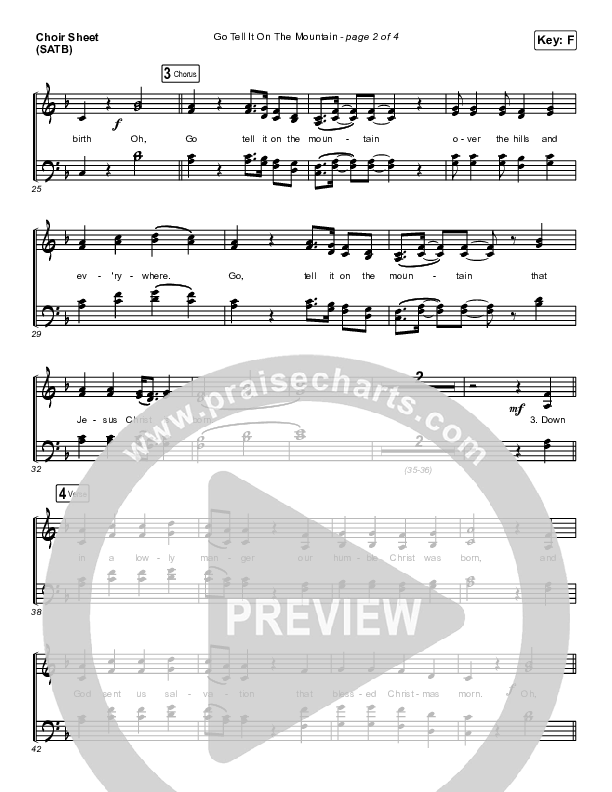 Go Tell It On The Mountain Choir Sheet (SATB) (Central Live)