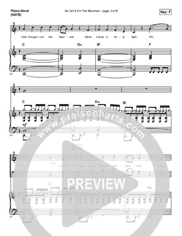 Go Tell It On The Mountain Piano/Vocal (SATB) (Central Live)