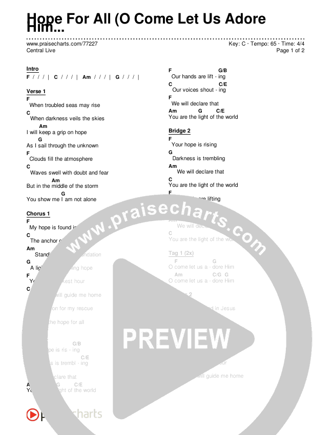Hope For All (O Come Let Us Adore Him) Chords & Lyrics (Central Live)