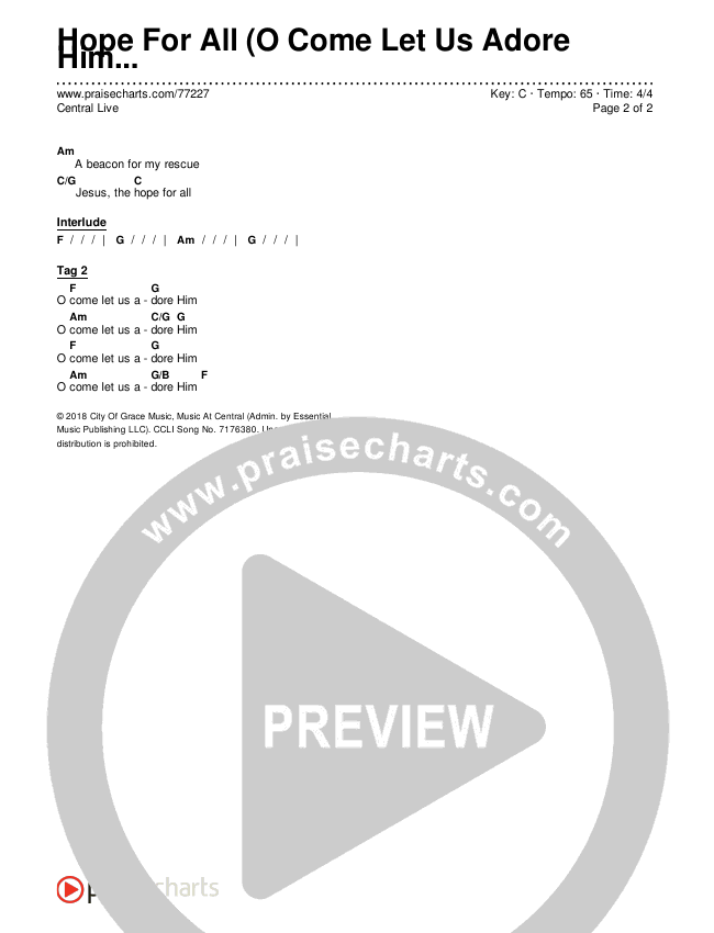 Hope For All (O Come Let Us Adore Him) Chords & Lyrics (Central Live)