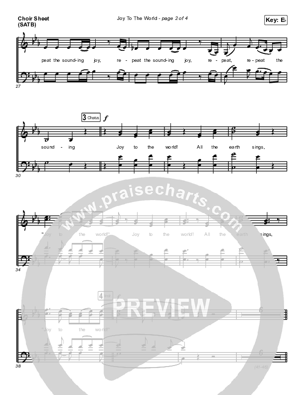 Joy To The World Choir Sheet (SATB) (Central Live)
