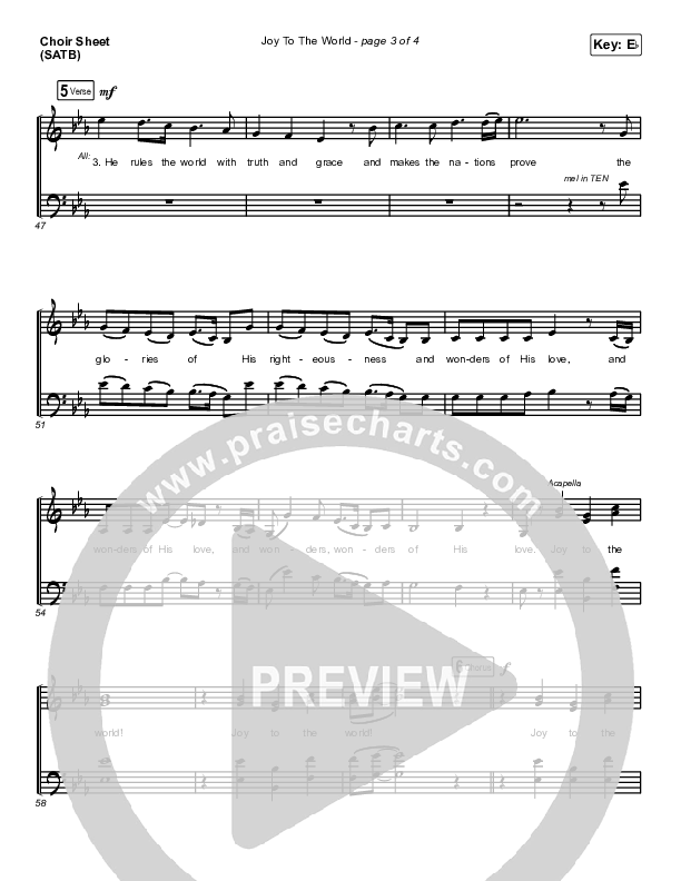 Joy To The World Choir Sheet (SATB) (Central Live)