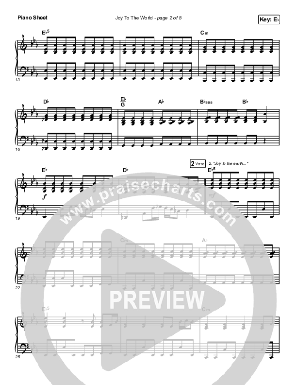 Joy To The World Piano Sheet (Central Live)