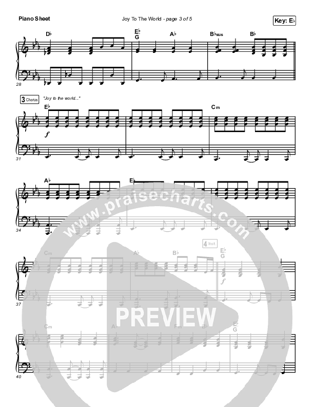 Joy To The World Piano Sheet (Central Live)