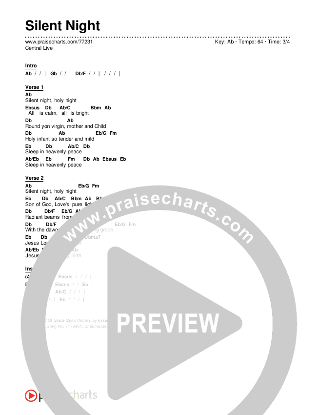 Silent Night Chords & Lyrics (Central Live)