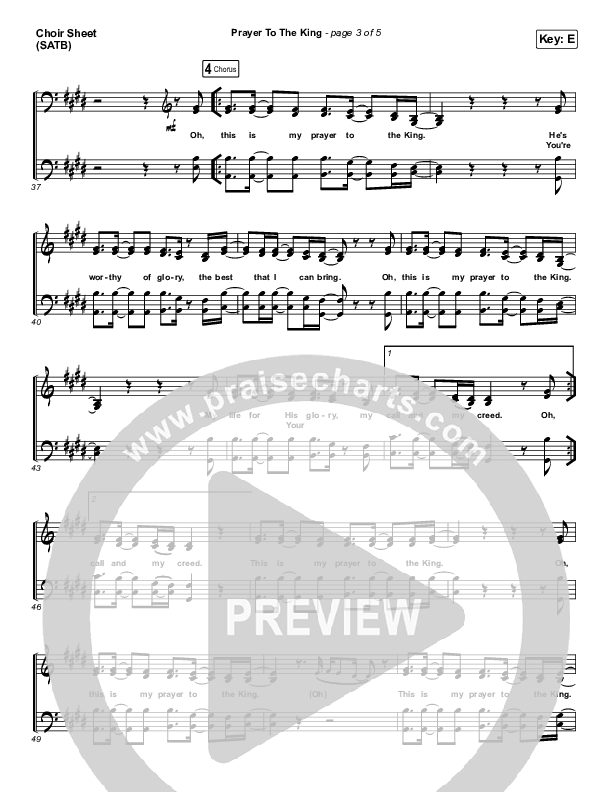 Prayer To The King Choir Sheet (SATB) (Highlands Worship)