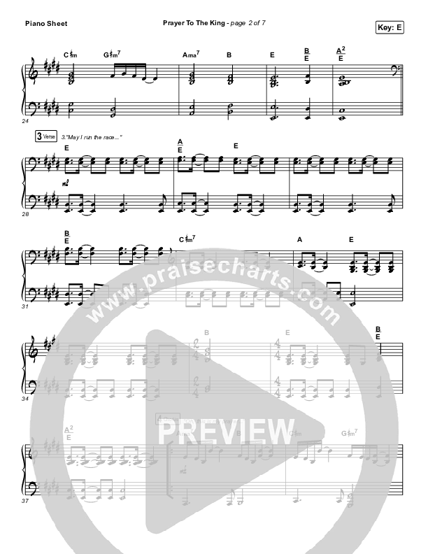 Prayer To The King Piano Sheet (Highlands Worship)