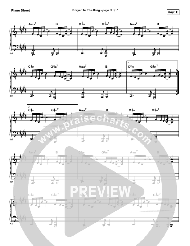 Prayer To The King Piano Sheet (Highlands Worship)