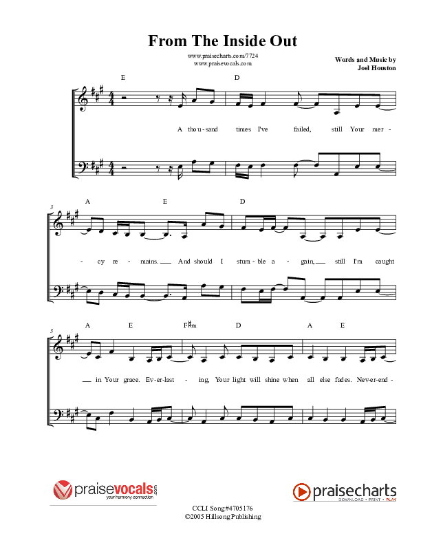 From The Inside Out Lead Sheet (SAT) (PraiseVocals)