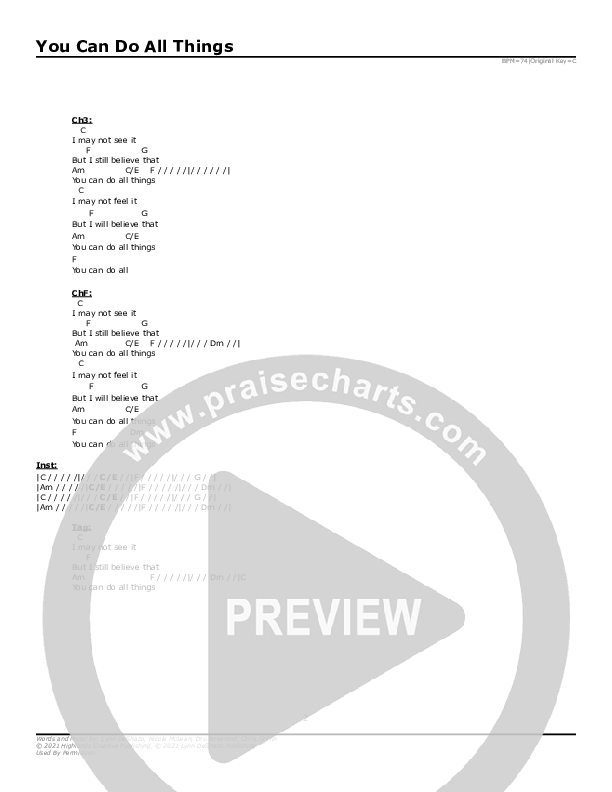 You Can Do All Things Chord Chart (Highlands Worship)
