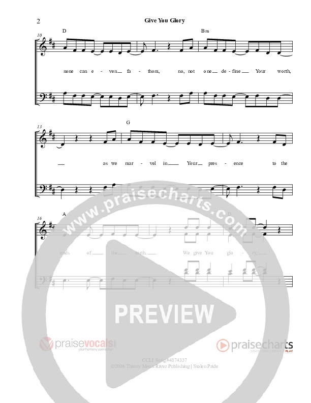 Give You Glory Lead Sheet (PraiseVocals)