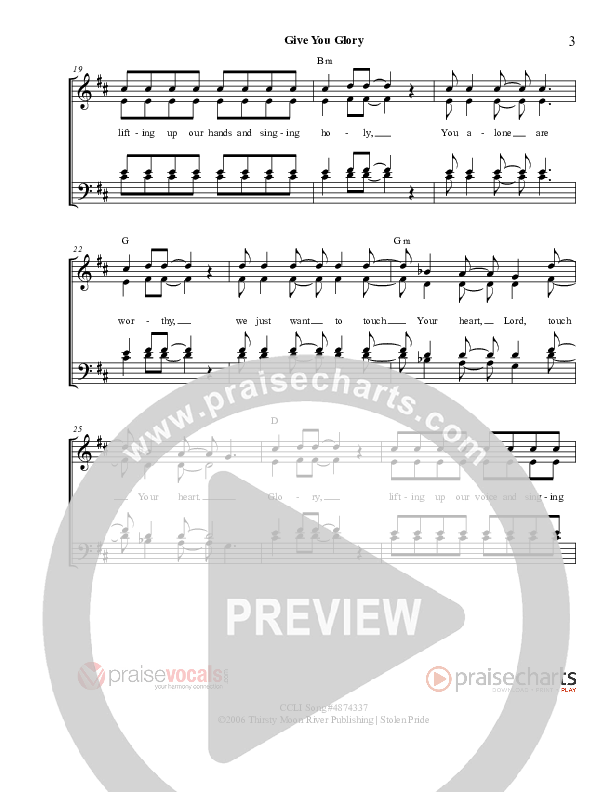 Give You Glory Lead Sheet (PraiseVocals)