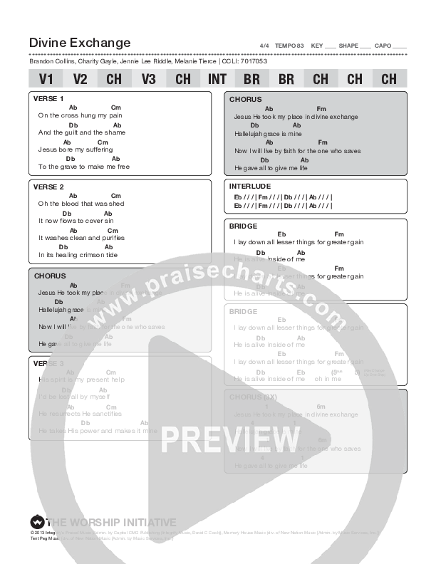 Divine Exchange Chord Chart (The Worship Initiative)