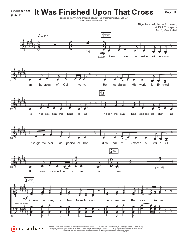 It Was Finished Upon That Cross Choir Sheet (SATB) (The Worship Initiative)