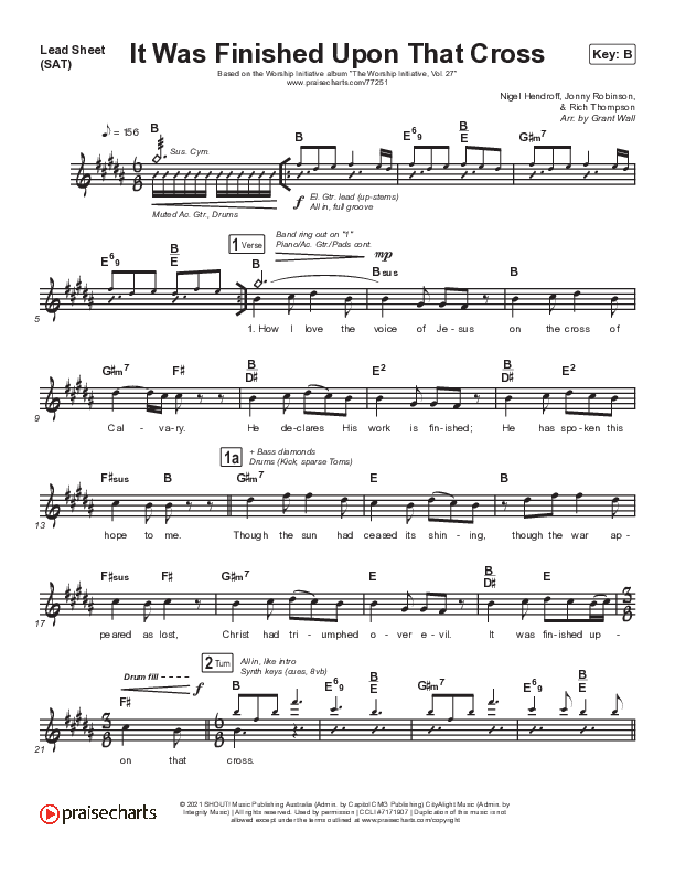 It Was Finished Upon That Cross Lead Sheet (SAT) (The Worship Initiative)