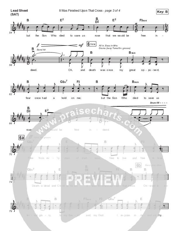It Was Finished Upon That Cross Lead Sheet (SAT) (The Worship Initiative)
