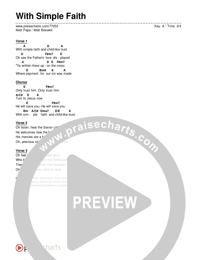 With Simple Faith Chords & Lyrics (Matt Papa / Matt Boswell)