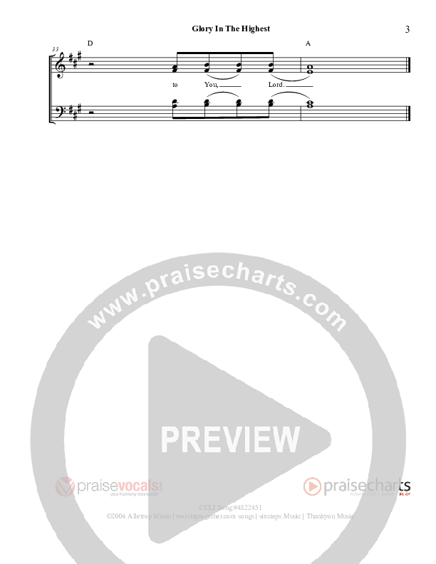 Glory In The Highest Lead Sheet (SAT) (PraiseVocals)