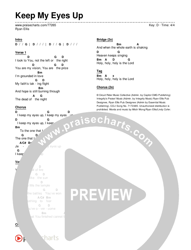 Keep My Eyes Up Chords & Lyrics (Ryan Ellis)